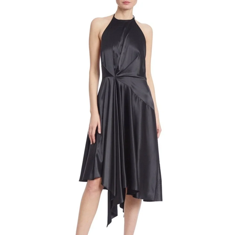 Jewel Badgley‎ Mischka Satin Backless Dress with High-Low Skirt
